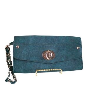 COPY - Jennifer Lopez Teal Green Large Clutch Chainstrap Wristlet
